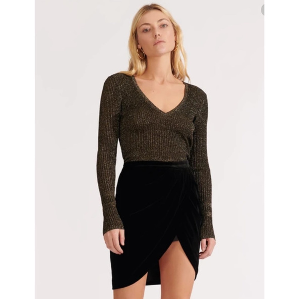 Veronica Beard Black Velvet Vega Wrap Skirt